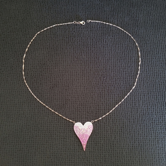 Cote d'Argent Jewelry - Cote d'Argent Elongated Pink Ombre Heart🩷 Pendant Necklace